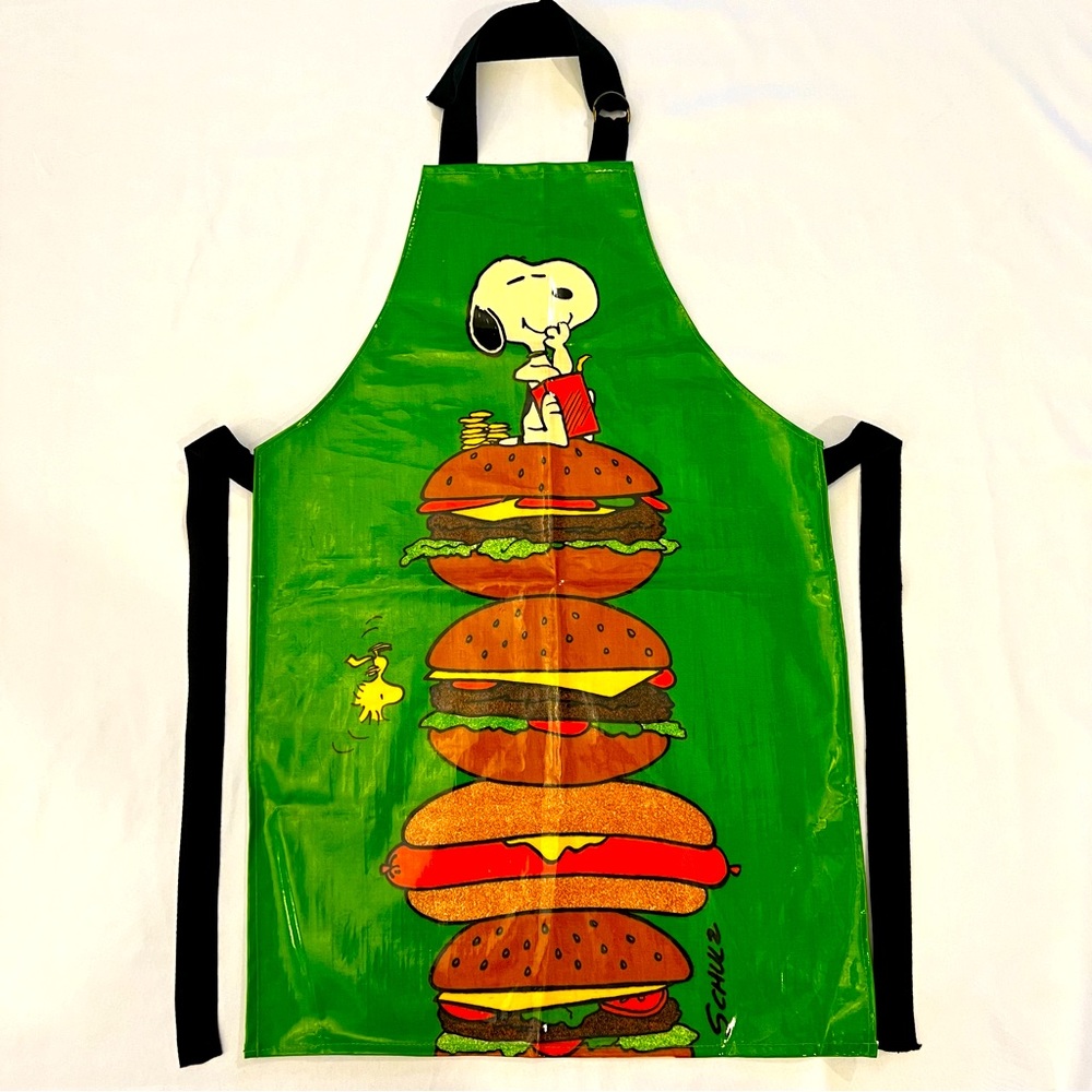 🎉HP🎉 Vintage Kids Peanuts Snoopy Woodstock Charlie Brown Vinyl BBQ Apron RARE